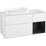 Tvättställsskåp Villeroy & Boch Finion med 3 Lådor Hylla och Bänkskiva för Ocentrerat Fristående Tvättställ