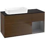 Tvättställsskåp Villeroy & Boch Finion med 3 Lådor Hylla och Bänkskiva för Ocentrerat Fristående Tvättställ