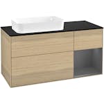 Tvättställsskåp Villeroy & Boch Finion med 3 Lådor Hylla och Bänkskiva för Ocentrerat Fristående Tvättställ