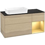 Tvättställsskåp Villeroy & Boch Finion med 3 Lådor Hylla och Bänkskiva för Ocentrerat Fristående Tvättställ