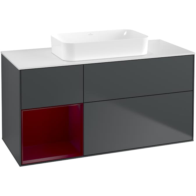 Tvättställsskåp Villeroy & Boch Finion med 3 Lådor Hylla och Bänkskiva för Fristående Tvättställ