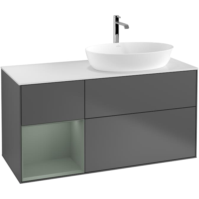 Tvättställsskåp Villeroy & Boch Finion med 3 Lådor Hylla och Bänkskiva för Ocentrerat Tvättställ från Artis & Collaro