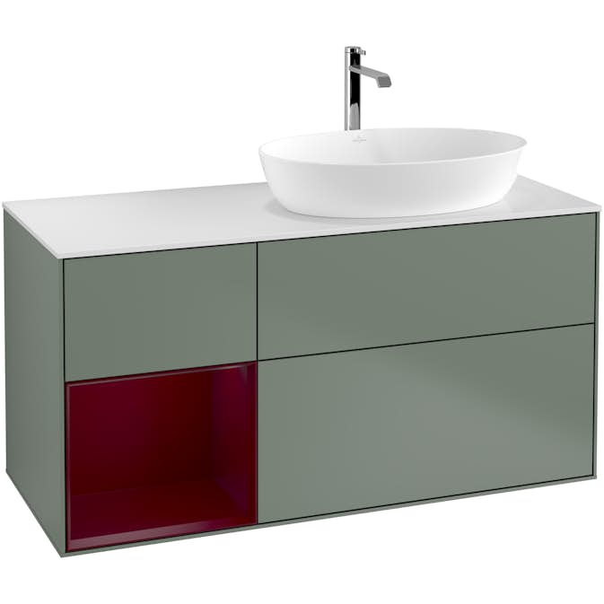 Tvättställsskåp Villeroy & Boch Finion med 3 Lådor Hylla och Bänkskiva för Ocentrerat Tvättställ från Artis & Collaro