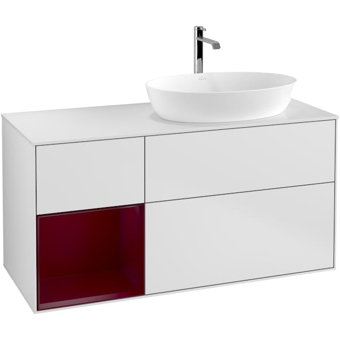 Tvättställsskåp Villeroy & Boch Finion med 3 Lådor Hylla och Bänkskiva för Ocentrerat Tvättställ från Artis & Collaro