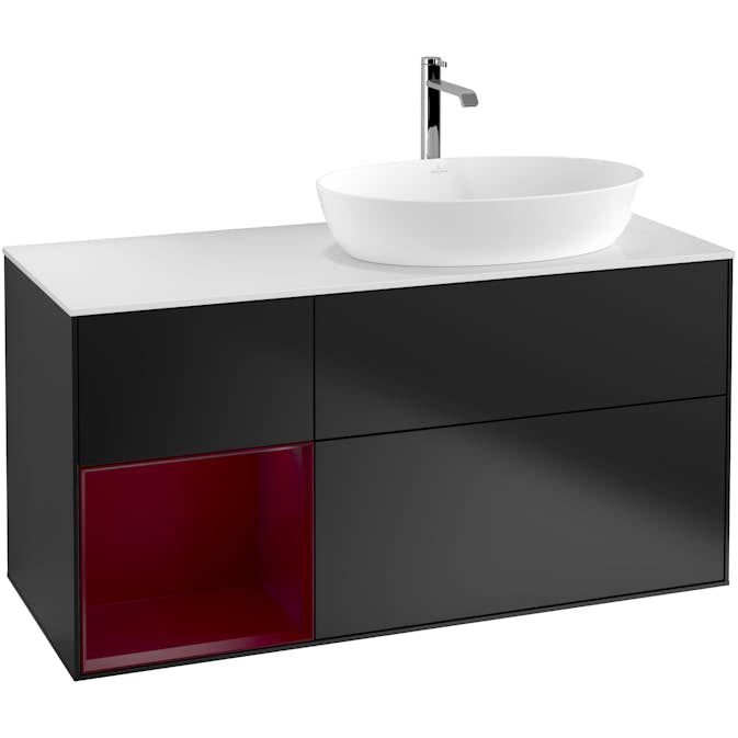Tvättställsskåp Villeroy & Boch Finion med 3 Lådor Hylla och Bänkskiva för Ocentrerat Tvättställ från Artis & Collaro