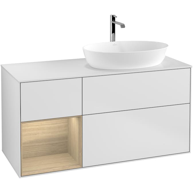 Tvättställsskåp Villeroy & Boch Finion med 3 Lådor Hylla och Bänkskiva för Ocentrerat Tvättställ från Artis & Collaro