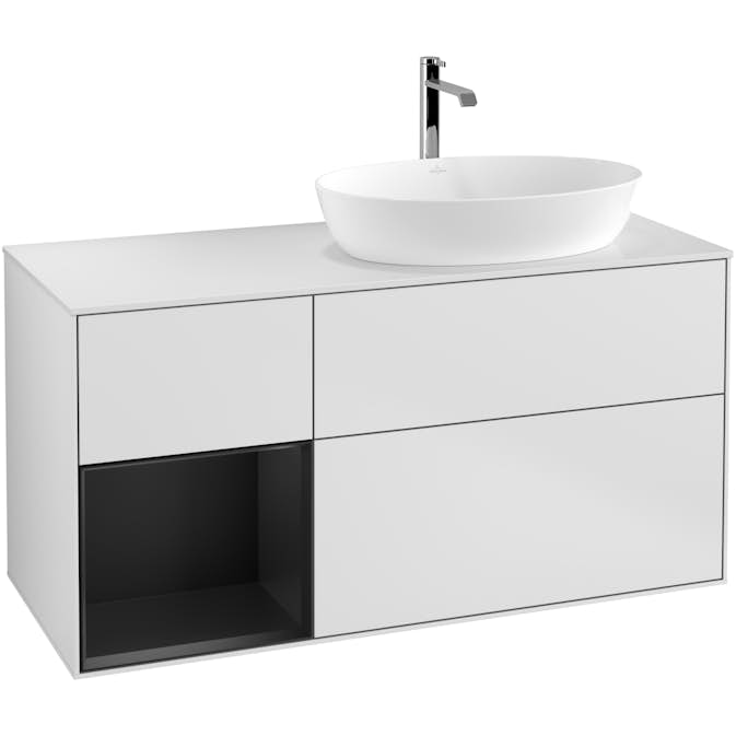 Tvättställsskåp Villeroy & Boch Finion med 3 Lådor Hylla och Bänkskiva för Ocentrerat Tvättställ från Artis & Collaro
