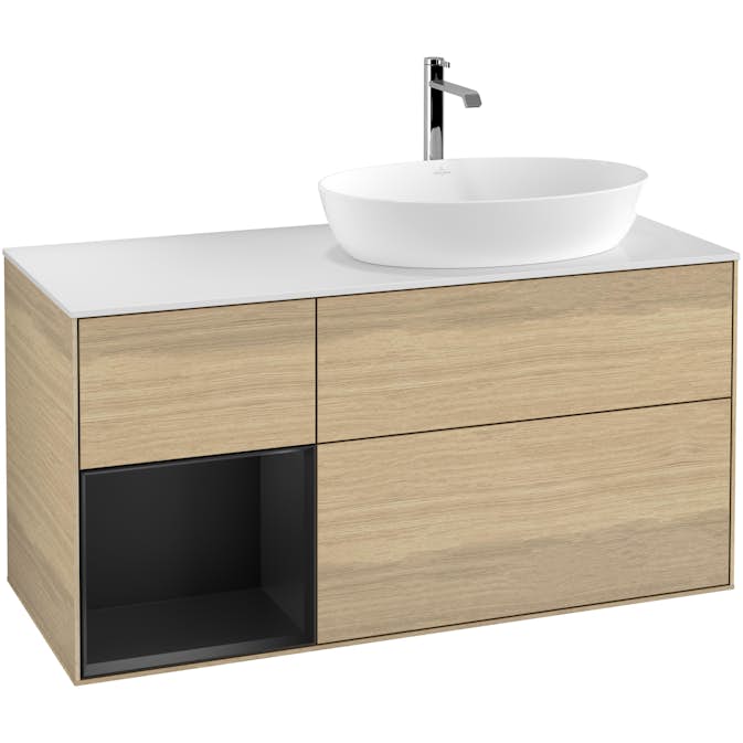 Tvättställsskåp Villeroy & Boch Finion med 3 Lådor Hylla och Bänkskiva för Ocentrerat Tvättställ från Artis & Collaro