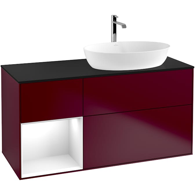 Tvättställsskåp Villeroy & Boch Finion med 3 Lådor Hylla och Bänkskiva för Ocentrerat Tvättställ från Artis & Collaro