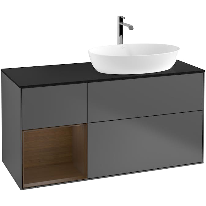 Tvättställsskåp Villeroy & Boch Finion med 3 Lådor Hylla och Bänkskiva för Ocentrerat Tvättställ från Artis & Collaro