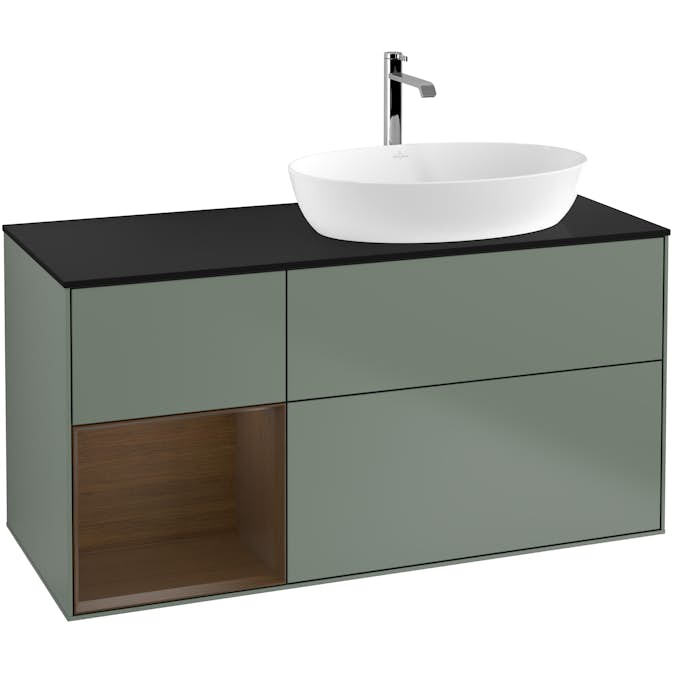 Tvättställsskåp Villeroy & Boch Finion med 3 Lådor Hylla och Bänkskiva för Ocentrerat Tvättställ från Artis & Collaro