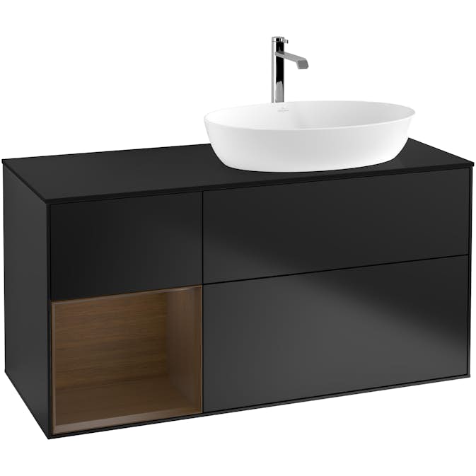 Tvättställsskåp Villeroy & Boch Finion med 3 Lådor Hylla och Bänkskiva för Ocentrerat Tvättställ från Artis & Collaro