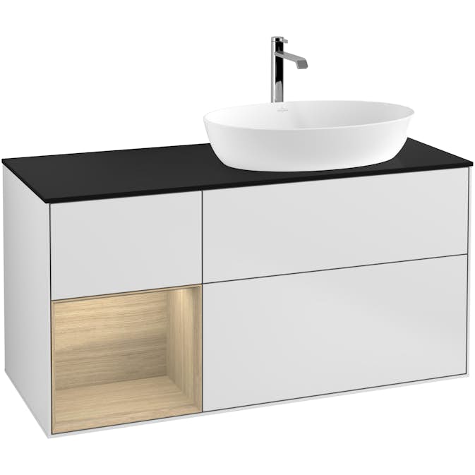 Tvättställsskåp Villeroy & Boch Finion med 3 Lådor Hylla och Bänkskiva för Ocentrerat Tvättställ från Artis & Collaro