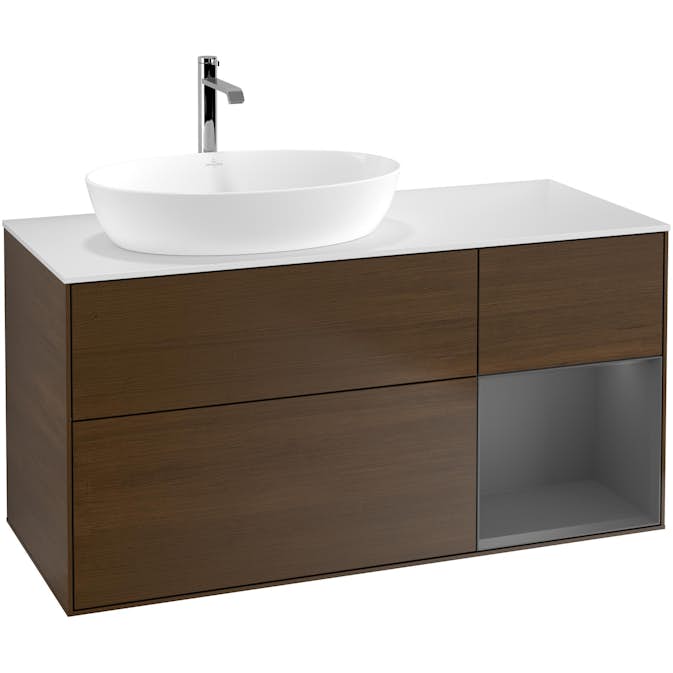 Tvättställsskåp Villeroy & Boch Finion med 3 Lådor Hylla och Bänkskiva för Ocentrerat Tvättställ från Artis & Collaro