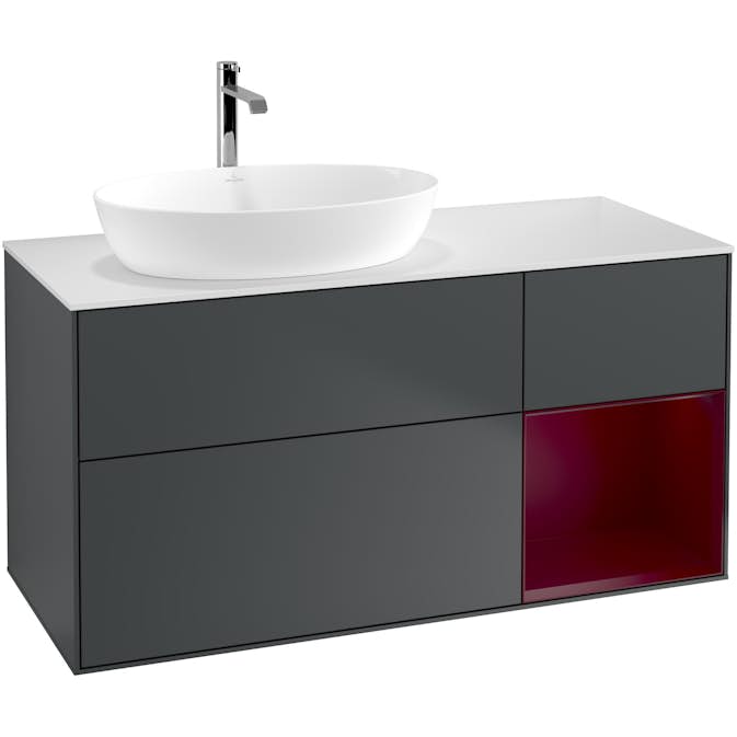 Tvättställsskåp Villeroy & Boch Finion med 3 Lådor Hylla och Bänkskiva för Ocentrerat Tvättställ från Artis & Collaro