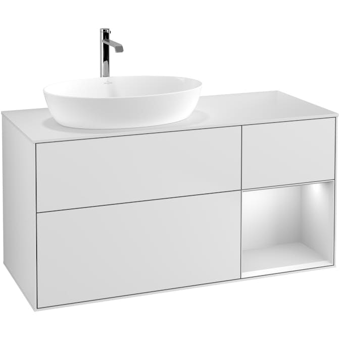 Tvättställsskåp Villeroy & Boch Finion med 3 Lådor Hylla och Bänkskiva för Ocentrerat Tvättställ från Artis & Collaro