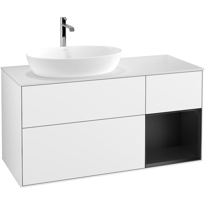 Tvättställsskåp Villeroy & Boch Finion med 3 Lådor Hylla och Bänkskiva för Ocentrerat Tvättställ från Artis & Collaro