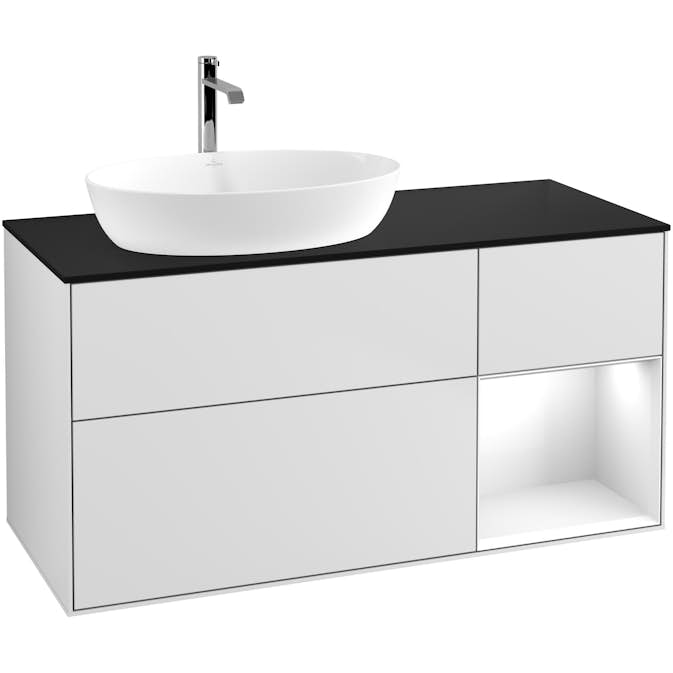 Tvättställsskåp Villeroy & Boch Finion med 3 Lådor Hylla och Bänkskiva för Ocentrerat Tvättställ från Artis & Collaro