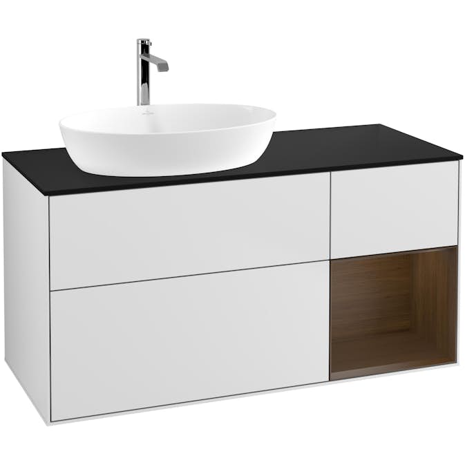 Tvättställsskåp Villeroy & Boch Finion med 3 Lådor Hylla och Bänkskiva för Ocentrerat Tvättställ från Artis & Collaro