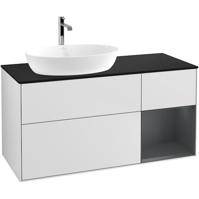 Tvättställsskåp Villeroy & Boch Finion med 3 Lådor Hylla och Bänkskiva för Ocentrerat Tvättställ från Artis & Collaro