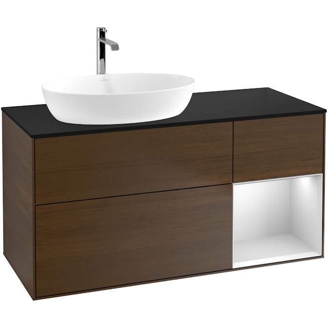 Tvättställsskåp Villeroy & Boch Finion med 3 Lådor Hylla och Bänkskiva för Ocentrerat Tvättställ från Artis & Collaro