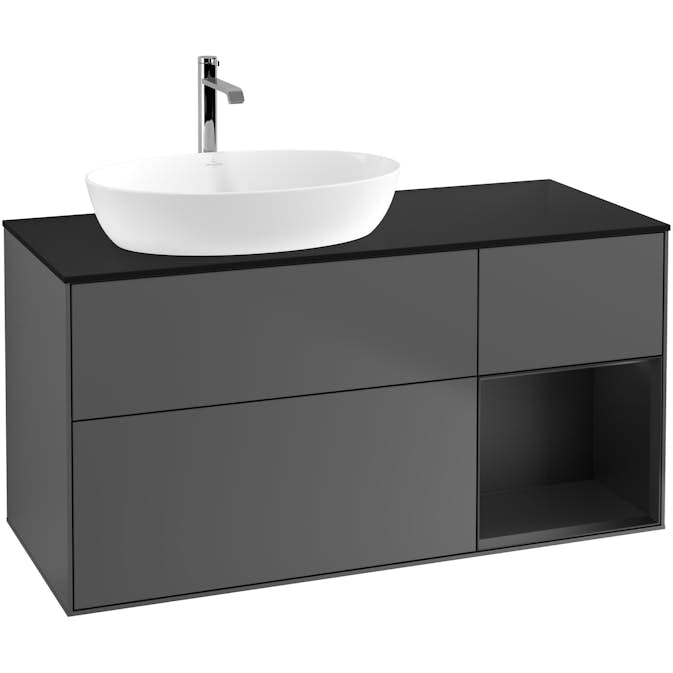 Tvättställsskåp Villeroy & Boch Finion med 3 Lådor Hylla och Bänkskiva för Ocentrerat Tvättställ från Artis & Collaro