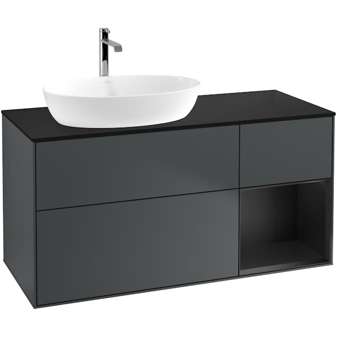 Tvättställsskåp Villeroy & Boch Finion med 3 Lådor Hylla och Bänkskiva för Ocentrerat Tvättställ från Artis & Collaro