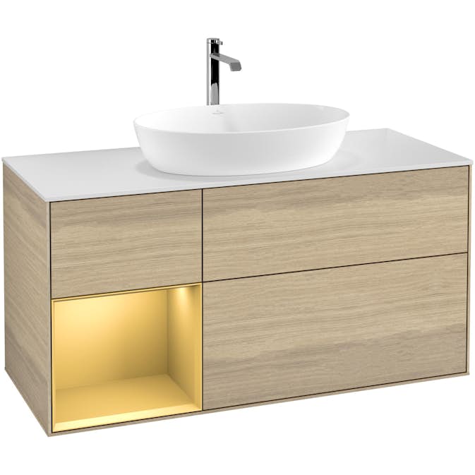 Tvättställsskåp Villeroy & Boch Finion med 3 Lådor Hylla och Bänkskiva för Fristående Tvättställ från Artis & Collaro