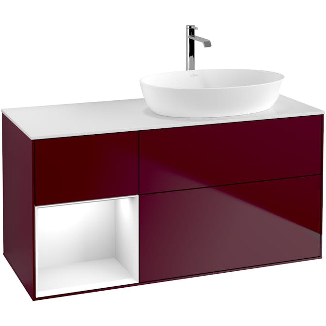 Tvättställsskåp Villeroy & Boch Finion med 3 Lådor Hylla och Bänkskiva för Ocentrerat Tvättställ från Artis & Collaro