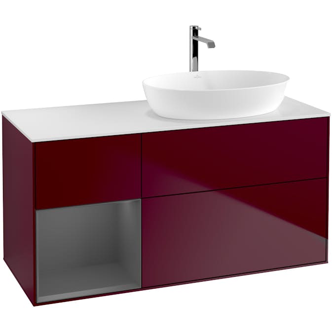 Tvättställsskåp Villeroy & Boch Finion med 3 Lådor Hylla och Bänkskiva för Ocentrerat Tvättställ från Artis & Collaro