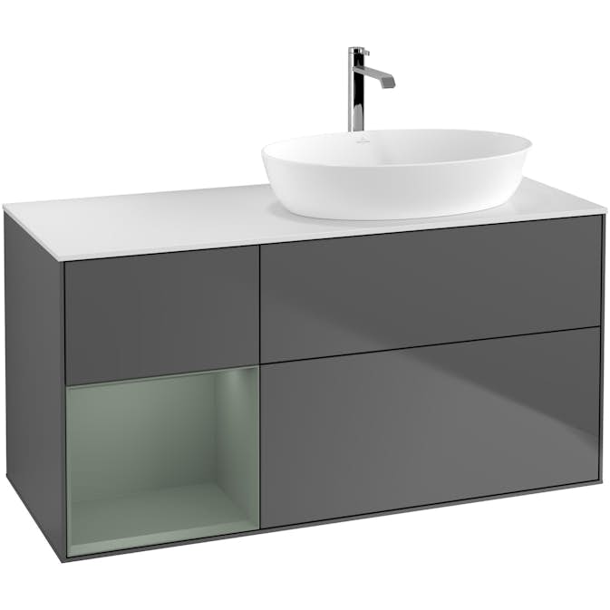 Tvättställsskåp Villeroy & Boch Finion med 3 Lådor Hylla och Bänkskiva för Ocentrerat Tvättställ från Artis & Collaro