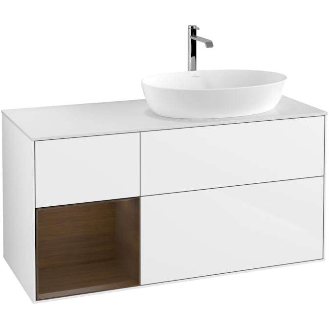 Tvättställsskåp Villeroy & Boch Finion med 3 Lådor Hylla och Bänkskiva för Ocentrerat Tvättställ från Artis & Collaro
