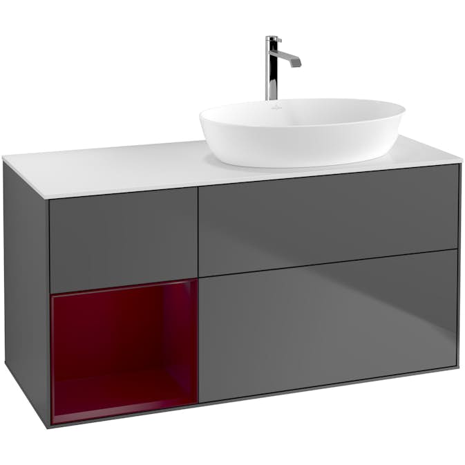 Tvättställsskåp Villeroy & Boch Finion med 3 Lådor Hylla och Bänkskiva för Ocentrerat Tvättställ från Artis & Collaro
