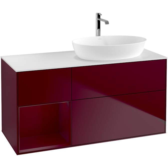 Tvättställsskåp Villeroy & Boch Finion med 3 Lådor Hylla och Bänkskiva för Ocentrerat Tvättställ från Artis & Collaro