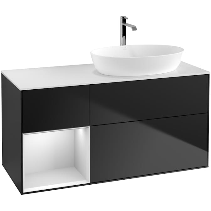 Tvättställsskåp Villeroy & Boch Finion med 3 Lådor Hylla och Bänkskiva för Ocentrerat Tvättställ från Artis & Collaro