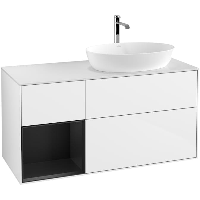 Tvättställsskåp Villeroy & Boch Finion med 3 Lådor Hylla och Bänkskiva för Ocentrerat Tvättställ från Artis & Collaro