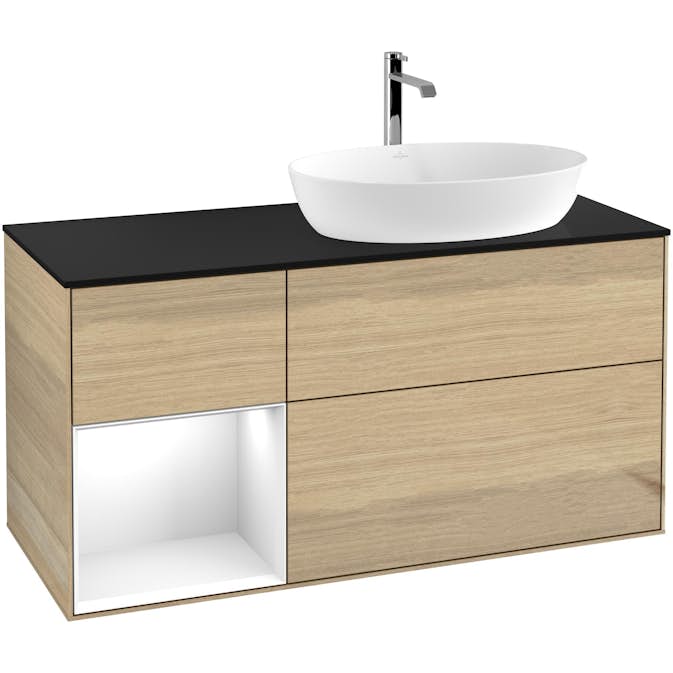 Tvättställsskåp Villeroy & Boch Finion med 3 Lådor Hylla och Bänkskiva för Ocentrerat Tvättställ från Artis & Collaro