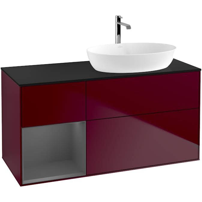 Tvättställsskåp Villeroy & Boch Finion med 3 Lådor Hylla och Bänkskiva för Ocentrerat Tvättställ från Artis & Collaro