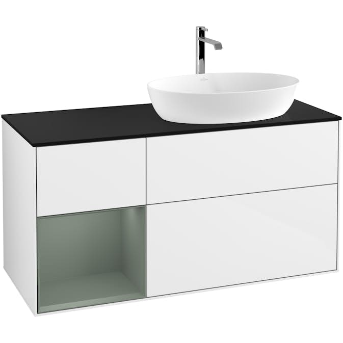 Tvättställsskåp Villeroy & Boch Finion med 3 Lådor Hylla och Bänkskiva för Ocentrerat Tvättställ från Artis & Collaro