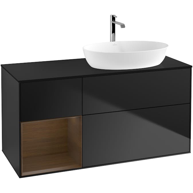 Tvättställsskåp Villeroy & Boch Finion med 3 Lådor Hylla och Bänkskiva för Ocentrerat Tvättställ från Artis & Collaro