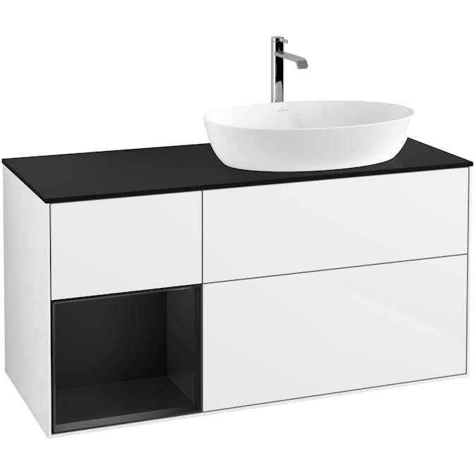 Tvättställsskåp Villeroy & Boch Finion med 3 Lådor Hylla och Bänkskiva för Ocentrerat Tvättställ från Artis & Collaro