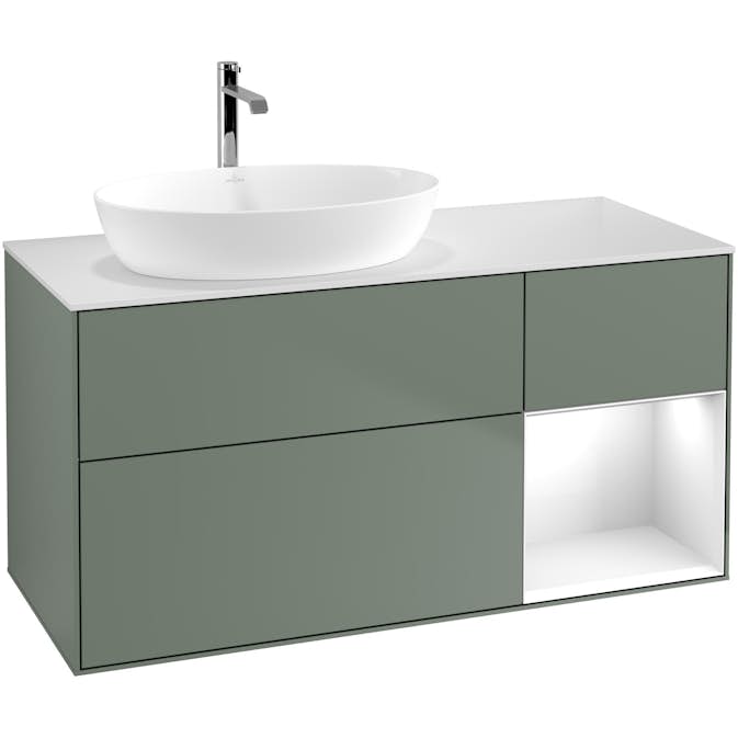 Tvättställsskåp Villeroy & Boch Finion med 3 Lådor Hylla och Bänkskiva för Ocentrerat Tvättställ från Artis & Collaro