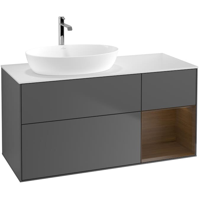 Tvättställsskåp Villeroy & Boch Finion med 3 Lådor Hylla och Bänkskiva för Ocentrerat Tvättställ från Artis & Collaro