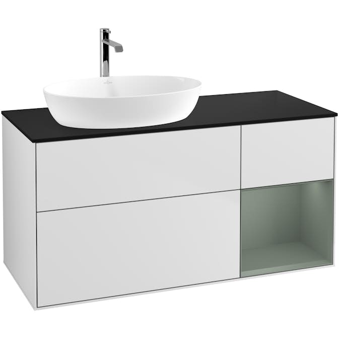 Tvättställsskåp Villeroy & Boch Finion med 3 Lådor Hylla och Bänkskiva för Ocentrerat Tvättställ från Artis & Collaro