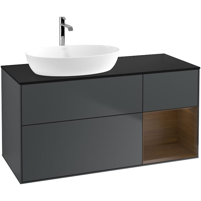 Tvättställsskåp Villeroy & Boch Finion med 3 Lådor Hylla och Bänkskiva för Ocentrerat Tvättställ från Artis & Collaro