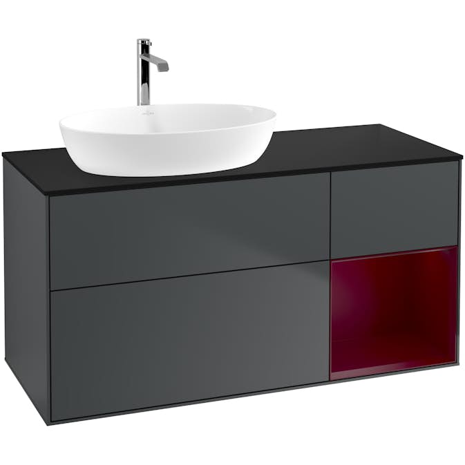 Tvättställsskåp Villeroy & Boch Finion med 3 Lådor Hylla och Bänkskiva för Ocentrerat Tvättställ från Artis & Collaro