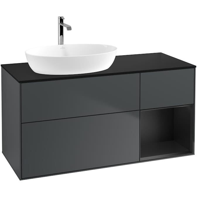 Tvättställsskåp Villeroy & Boch Finion med 3 Lådor Hylla och Bänkskiva för Ocentrerat Tvättställ från Artis & Collaro