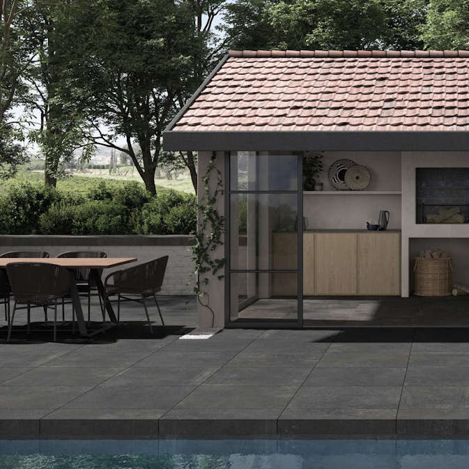 Uteklinker Pronto Klinkerdäck Antique Nuit Carved 60x60 cm