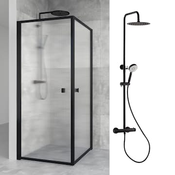 Duschpaket Macro Design Duschhörn Empire Linjeglas 900x900 med Takduschset Imo 160 cc