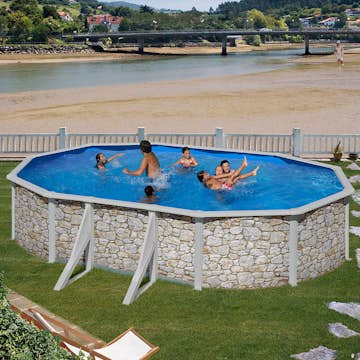 Poolset Planet Pool Stenimitation Oval 120 cm